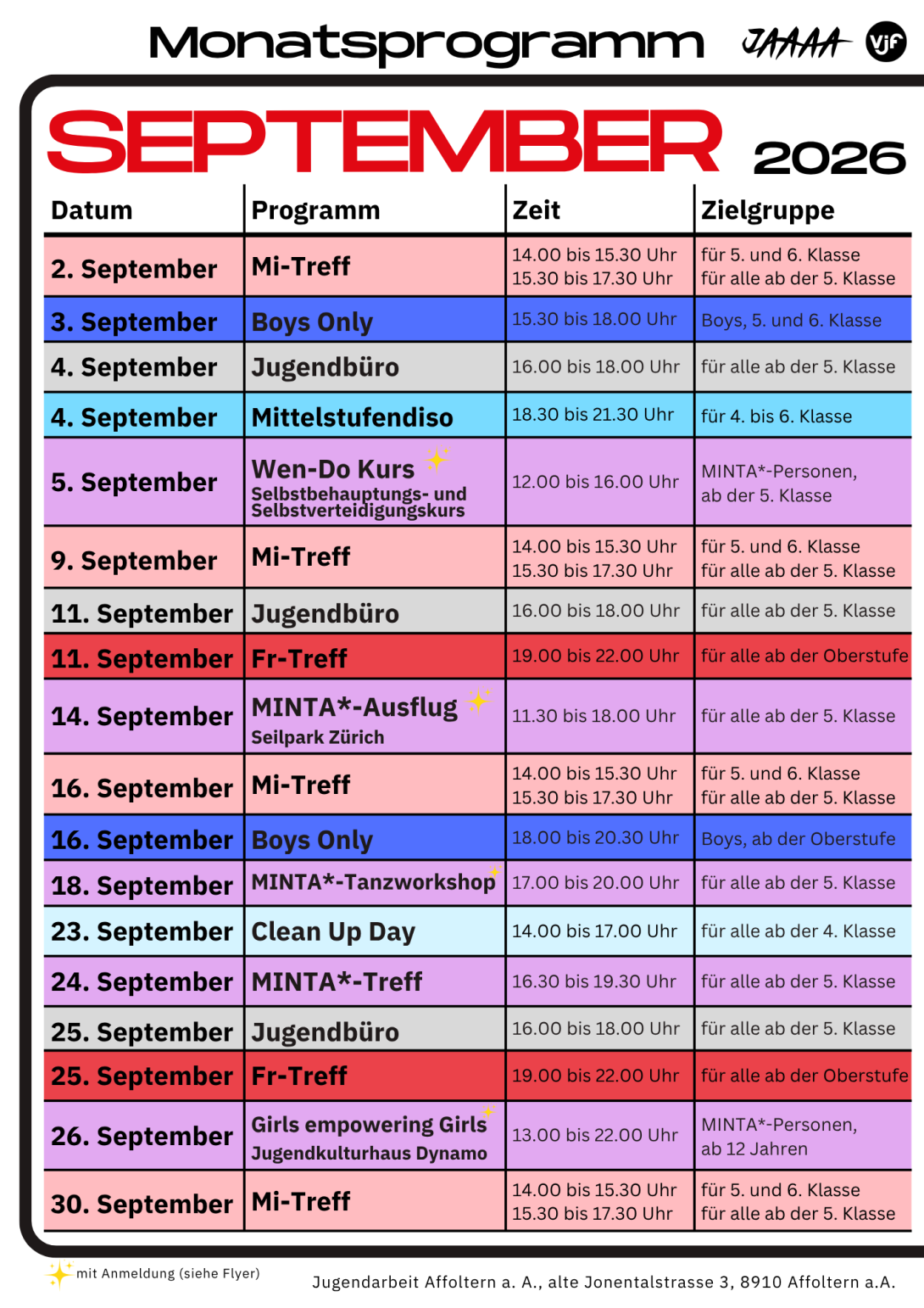 Monatsprogramm September